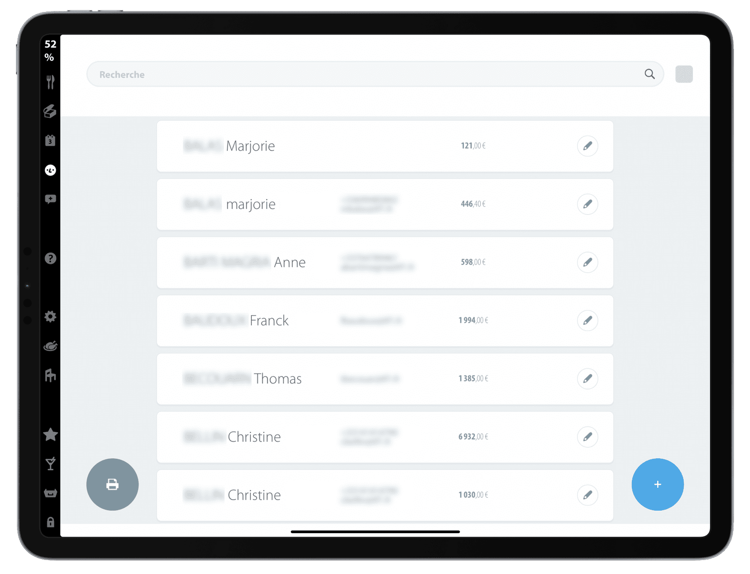 Logiciel Caisse compte client restaurant