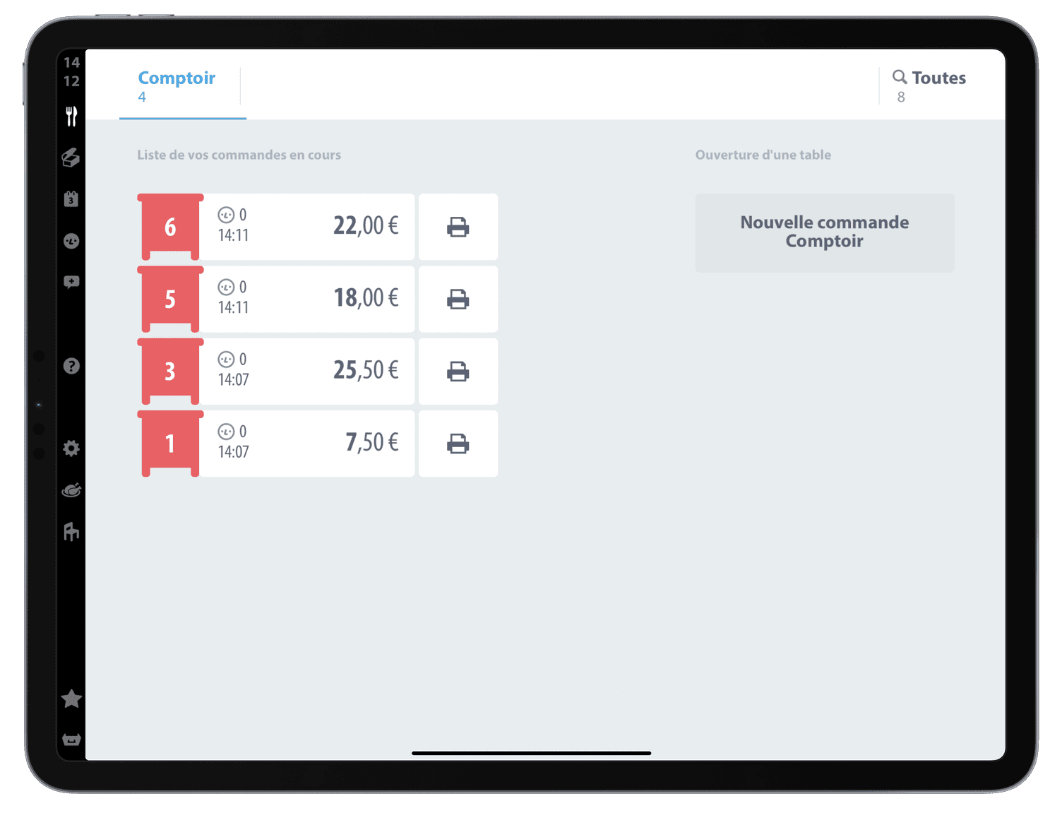 logiciel caisse mode comptoir snacking